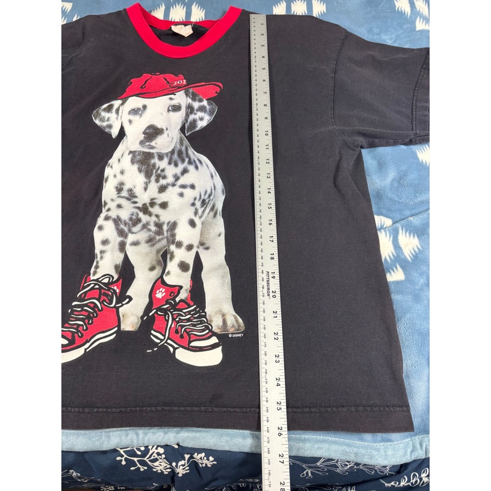 Vintage Disney 101 Dalmatians Graphic Ringer T-Shirt Black Red XL 90s Puppy - Picture 6 of 9